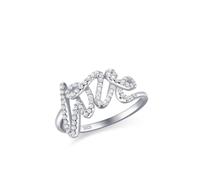 Verlobungsring Damen 925, Promise Ring Silber Love-Brief mit Zirkon Geschenk Beste Freundin Geburtstag, 57 (18.1), 925 Silber, Zirconia