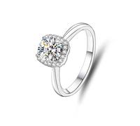 Verlobungsring, Wedding Ring Dünner Ring mit 6,5 mm Rundem Moissanit 1 Ct Silber 18K Weiße gold Größe 60 (19.1)