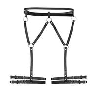 VerLuky Cintura in Pelle e Imbracatura per le Gambe Nera, Catena da Corpo in Pelle Rave Gotica, Accessori Rave, Catena da Vita in pelle Punk, Gioielli da Festival per Donna