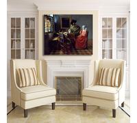 Vermeer bicchiere di vino design quadro stampa tela dipinto telaio arredo casa