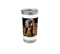 Vermeer Ragazza con orecchino di perla divertente Pittore Bicchiere termico in acciaio inox doppia parete