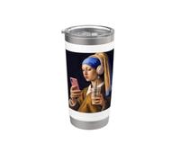 Vermeer Ragazza con orecchino di perla divertente Pittore Bicchiere termico in acciaio inox doppia parete