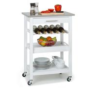 Vermont - Carrello di servizio, carrello da cucina, 5 ripiani, legno, acciaio inox, mobile