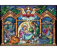 Vermont Christmas Company - Calendario dell'Avvento in vetro colorato, 1000 pezzi, 24 sezioni puzzle da completare, conto alla rovescia fino a Natale ogni giorno di dicembre