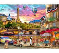 Vermont Christmas Company - Puzzle da 550 pezzi, motivo: tramonto parigino, pezzi grandi, completamente ad incastro e dalla forma casuale, 61 x 45,7 cm