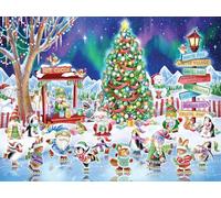 Vermont Christmas Company - Puzzle natalizio con pattinaggio natalizio, 550 pezzi, completamente ad incastro e a forma casuale, 61 x 45,7 cm, puzzle di Natale in famiglia