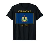 Vermont Flag 14th US State 1791 Vermont Native Maglietta