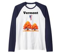 Vermont Fogliame Autunnale Foglie Autunnali Souvenir del New England Maglia con Maniche Raglan