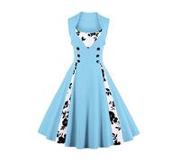 VERNASSA Abito retrò, Donne Chic Stile Vintage 1950 Vestito da Cocktail Rockabilly Swing Abito Classico Anni’50, Multicolore, Taglia S-4XL