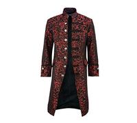 VERNASSA Costume da Uomo Cappotto Giacca Jacquard Steampunk Vittoriano Pirata Gotico Cosplay Abito Medievale di Halloween, S-5XL