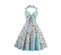 VERNASSA retrò Stile Halter Vintage 1950 Audrey Hepburn Vestito Donne, Abiti in Cotone a Pois con Scollo a Cuore, al Collo di Polka Dots Casual Cocktail Vestito