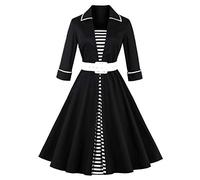 VERNASSA Vestiti Retro 50s, Vintage 3/4 Manicotto Audrey Retro Vestito di Swing Vestito da Cocktail del Cocktail del Partito Casuale Retro 1950s, S-4XL