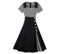 VERNASSA Vestito Anni '50 Donna Cocktail Floreale Abito Cerimonia in Cotone A-Line Stile Vintage Anni’50 Abito，Taglie Forti S-4XL