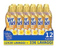 Vernel Aromatherapy Fascino di Frangipani, Ammorbidente Lavatrice Concentrato, Sensazione di Profumo come appena lavato, 12 Flaconi Da 700 ml (336 Lavaggi) - 8400 g