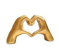 Vernerth Ornamenti dorati per la casa, scultura a mano con gesto d'amore, 13 x 7,5 cm, statua di mani a cuore, elegante decorazione in resina, ornamenti dorati moderni ornamenti da matrimonio per