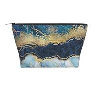 Vernice astratta marmo blu glitter oro, Borsa da toilette Borsa per trucco Borsa per cosmetici Borsa da toilette da viaggio portatile