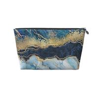 Vernice astratta marmo blu glitter oro, Borsa da toilette Borsa per trucco Borsa per cosmetici Borsa da toilette da viaggio portatile