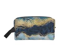 Vernice astratta marmo blu glitter oro, Borsa per il trucco Borsa per cosmetici Borsa da viaggio portatile da viaggio Borsa per trucco Organizer