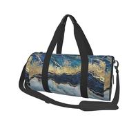 Vernice astratta marmo blu glitter oro, Borsone da viaggio di grande capacità Borsa rotonda Borsa da viaggio sportiva Borsa da viaggio Borsa da fitness