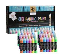 Vernice In Tessuto 3D, Vernice Tessile Permanente, Marcatore In Tessuto Decorativo Di Abbigliamento, Impermeabile E Lavabile, Set Vibrante A 24 Colori, Acrilico, Per Adulti Tela Decorazione Per Cappel