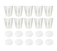 Vernice Mixing Cups - 10 x Clear Measuring Cup With Lids | Precise Medicine Pots | Automotive Epoxy Mixing Cup | Paint Strainer Resina epossidica Accessories For Mixing Paint, Pigments And Epoxy