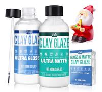 Vernice per Argilla ad Aria - Vernice per Polimeri Migliorata, 2 x 100 Millilitri Finitura Ultra Lucida e Opaca, Vernice per Ceramica, Protettivo contro Graffi, Usura e Crepe, Asciugatura Rapida