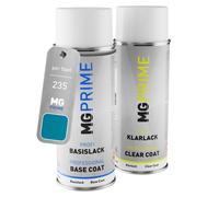 MG PRIME Vernice per auto Kit di bombolette a spruzzo per Opel 235 / PB/HH Monzablau Metallic/Monza Blue Metallic Bomboletta spray da 400ml di vernice di base vernice trasparente