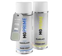 MG PRIME Vernice per auto Kit di bombolette a spruzzo per BMW C08 Platinsilber Metallic/Platinum Silver Metallic Bomboletta spray da 400ml di vernice di base vernice trasparente
