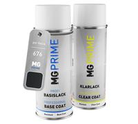 MG PRIME Vernice per auto Kit di bombolette a spruzzo per Dacia 676 Noir Nacre/Perlmutt-Schwarz Metallic Bomboletta spray da 400ml di vernice di base vernice trasparente