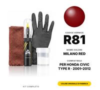 Vernice Ritocco Per Honda CIVIC Type R R81 Milano Red Completo Graffi Auto