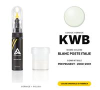 Vernice Ritocco Per Peugeot KWB Blanc Poste Italie Set Graffi e Schegge Ritocco