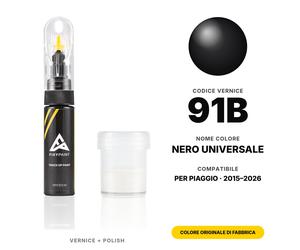 Vernice Ritocco Per Piaggio 91B Nero Universale 2015-2026 Set Ritocco Vernice