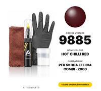 Vernice Ritocco Per Skoda Felicia Combi 9885 Hot Chilli Red Completo Chip Fix