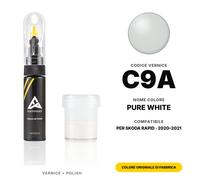 Vernice Ritocco Per Skoda Rapid C9A Pure White Set Colore Originale Auto