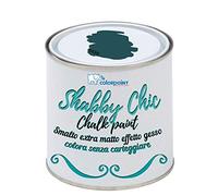 Vernice Shabby Chic CHALK PAINT 1 Litro - Pittura Extra Opaca - Colora senza Carteggiare - 22 COLORI VINTAGE (Blu Petrolio 5020)