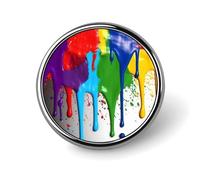 Vernice Splatter Sfondo Distintivo Rotondo Distintivo Personalizzato Metallo Risvolto Pin Distintivi Fit Abbigliamento Borse Cappello Umoristico Stampato Spilla Distintivo Decorazioni per Feste