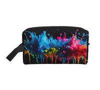 Vernice Splatter Sfondo Stampa Portatile Viaggio Toiletry Storage Bag Grande Capacità 600D Poliestere Cosmetic Storage Bag