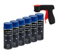 Vernice Spray Blu Metallizzato 6 X 400ml Bomboletta Motip 706837 Manico Pistola