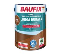 Vernice trasparente Baufix a lunga durata per legni interni e esterni Resistente intemperie e raggi UV, colore noce. 5 litri = circa 50 m², nuovo