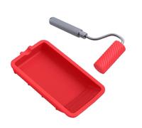 Vernice Tray - V With Roller Brush - Riutilizzabile Silicone Art Paint Tool Tray | Small Container, Home Decor & Crafts | Easy Clean Manual Painting Kit For Glue Flush, Trim Work, DIY Projects
