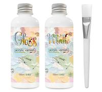 vernidas lucido trasparente, 2 x 100 ml, vernice acrilica trasparente, vernice trasparente per colori acrilici, impedisce l'ingiallimento, lo strappo e la spolveratura dei colori e mantiene il colore