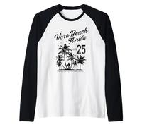 Vero Beach Florida, Souvenir Vintage retrò con Design Invecchiato Maglia con Maniche Raglan