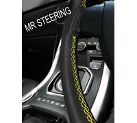 Vero Copertura Del Volante IN Pelle per Austin Mini 1275 Gt Giallo Doppio Punto