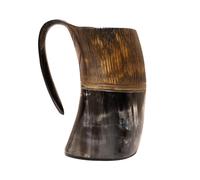 Vero Fatto a mano Corno Viking Per bere Mug Coppe Birra birra Calice Vino Game of Thrones Boccale Mead Medievale In tela di juta Regalo Tumbler corno di bue Bicchiere Vasi (6 pollici, Rigato)