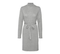 VERO MODA Abito da Donna in Maglia VMBella Corto Invernale con Colletto e Cintura, Chiaro Grigio Melange, L