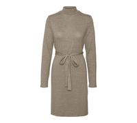 VERO MODA Abito da Donna in Maglia VMBella Corto Invernale con Colletto e Cintura, Silver Mink Melange, L