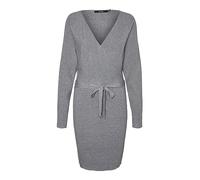 VERO MODA Abito da Donna Vmhollyrem LS con Scollo a V Ga Noos, Grigio Melange Medio., M