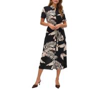Vero Moda abito midi chemisier in fantasia nero beige XS