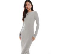 Vero Moda - Aware - Vestito midi a maniche lunghe in jersey crema a righe-Bianco XXS