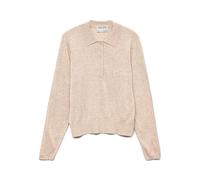 VERO MODA Awsikita LS O-Neck Polo da Donna Knit Noos, Natural Melange, S